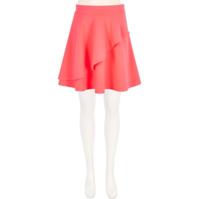 Girls pink textured double layer skirt